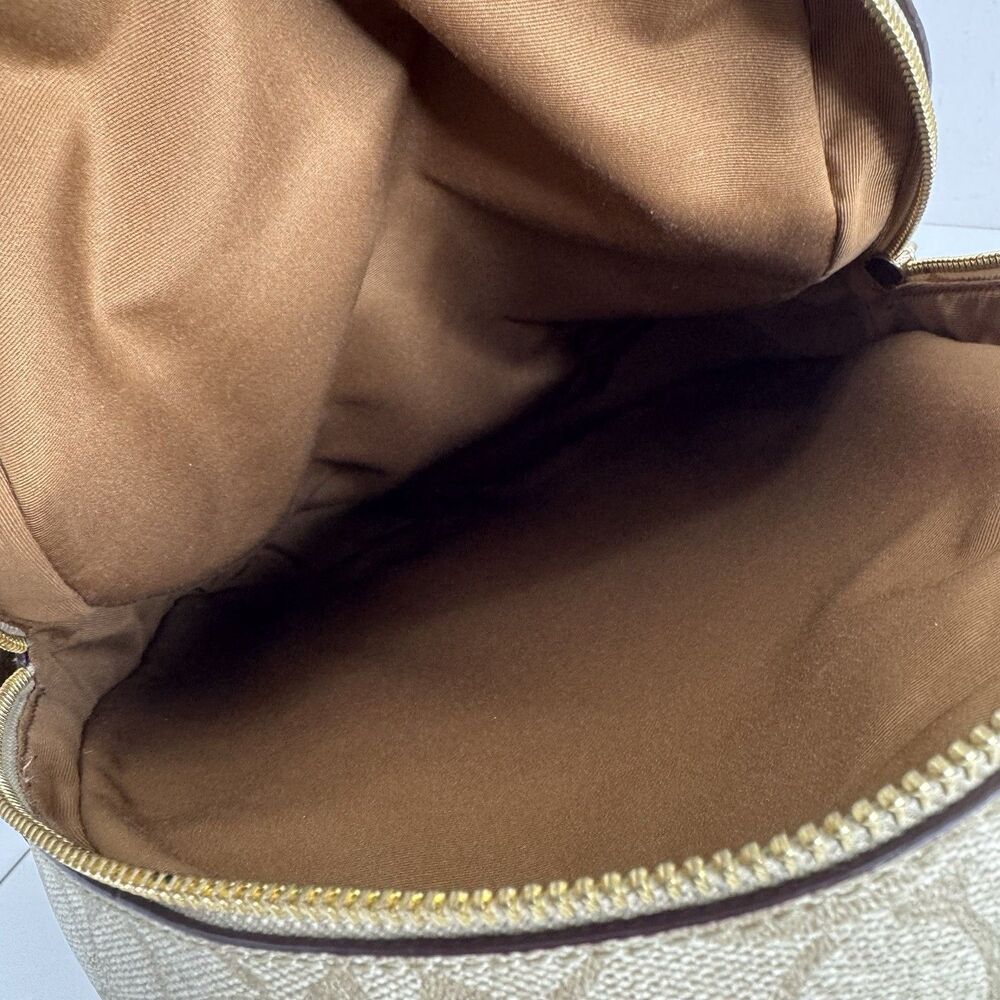 Coach Backpack Court Khaki Pink Saddle Signature Coated Canvas Leather EXC - Picture 8 of 13